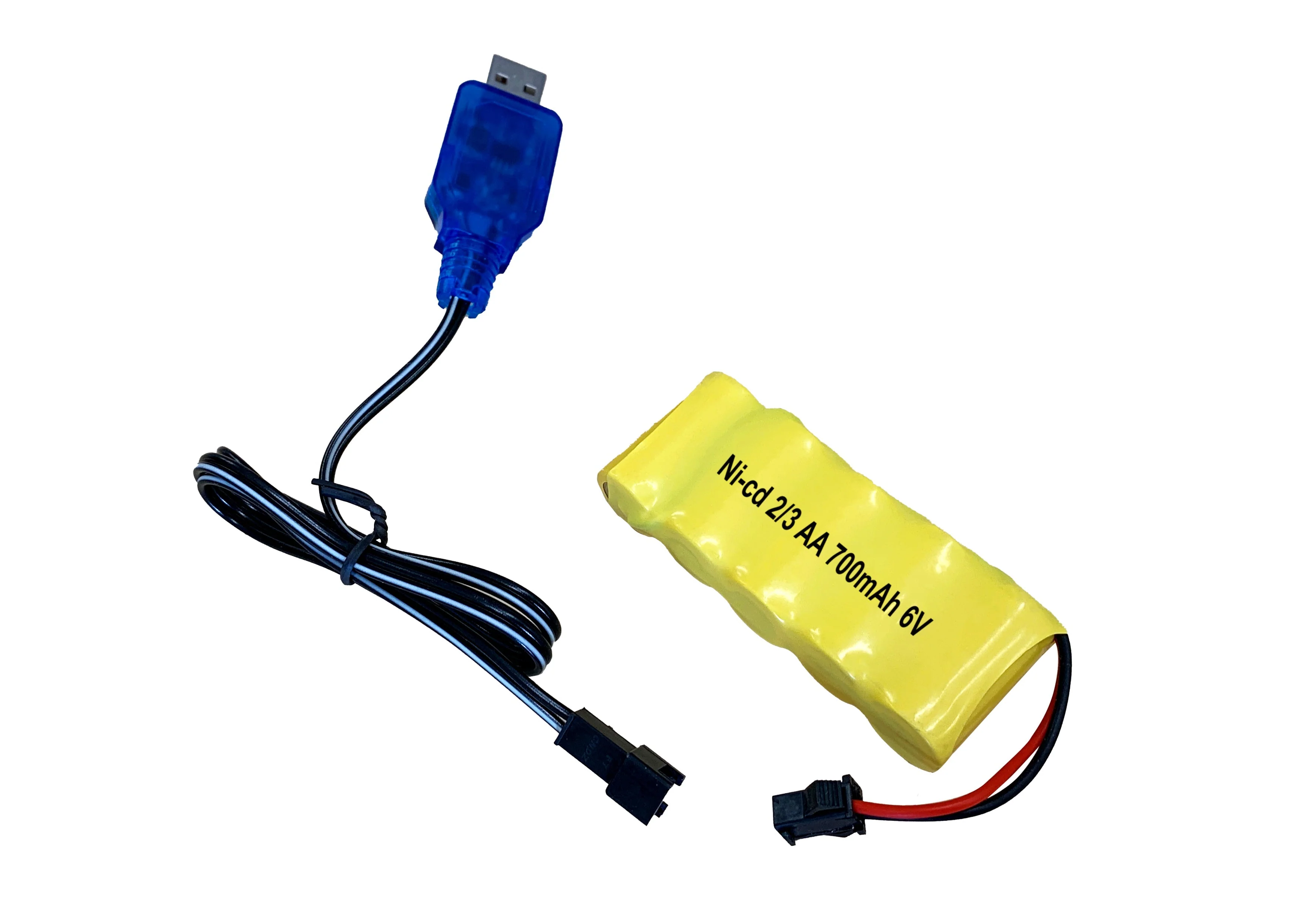 6 Volt Lithium Battery + USB Charging Cord for Gel Ball Blaster