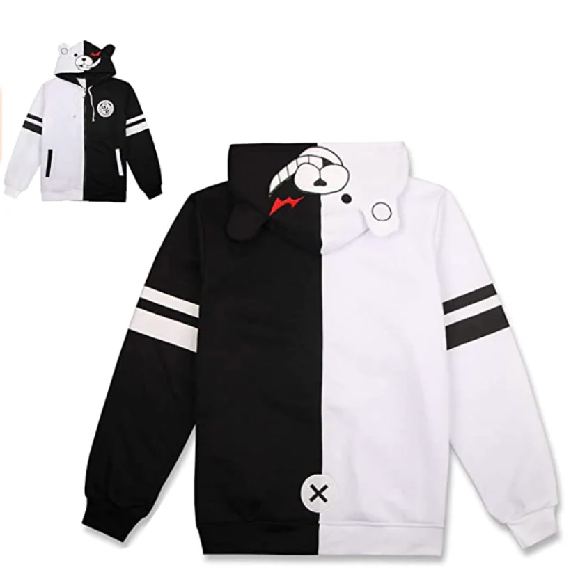 Black White Bear Anime - Danganronpa Monokuma Jacket Hoodie Cosplay Costume - Image 2
