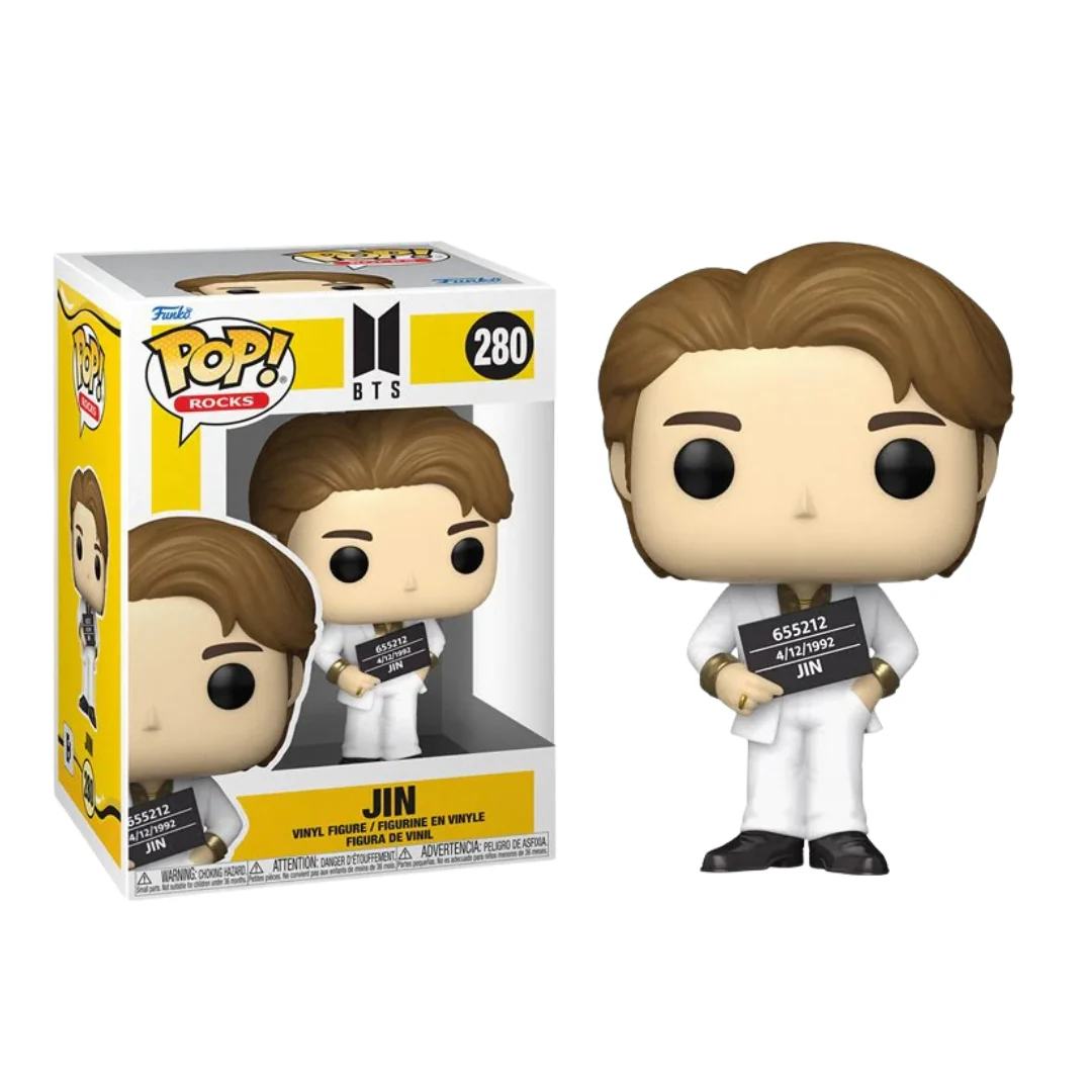 BTS – Butter Era – Jin in White Suit Holding Mugshot Pop! Vinyl Figure