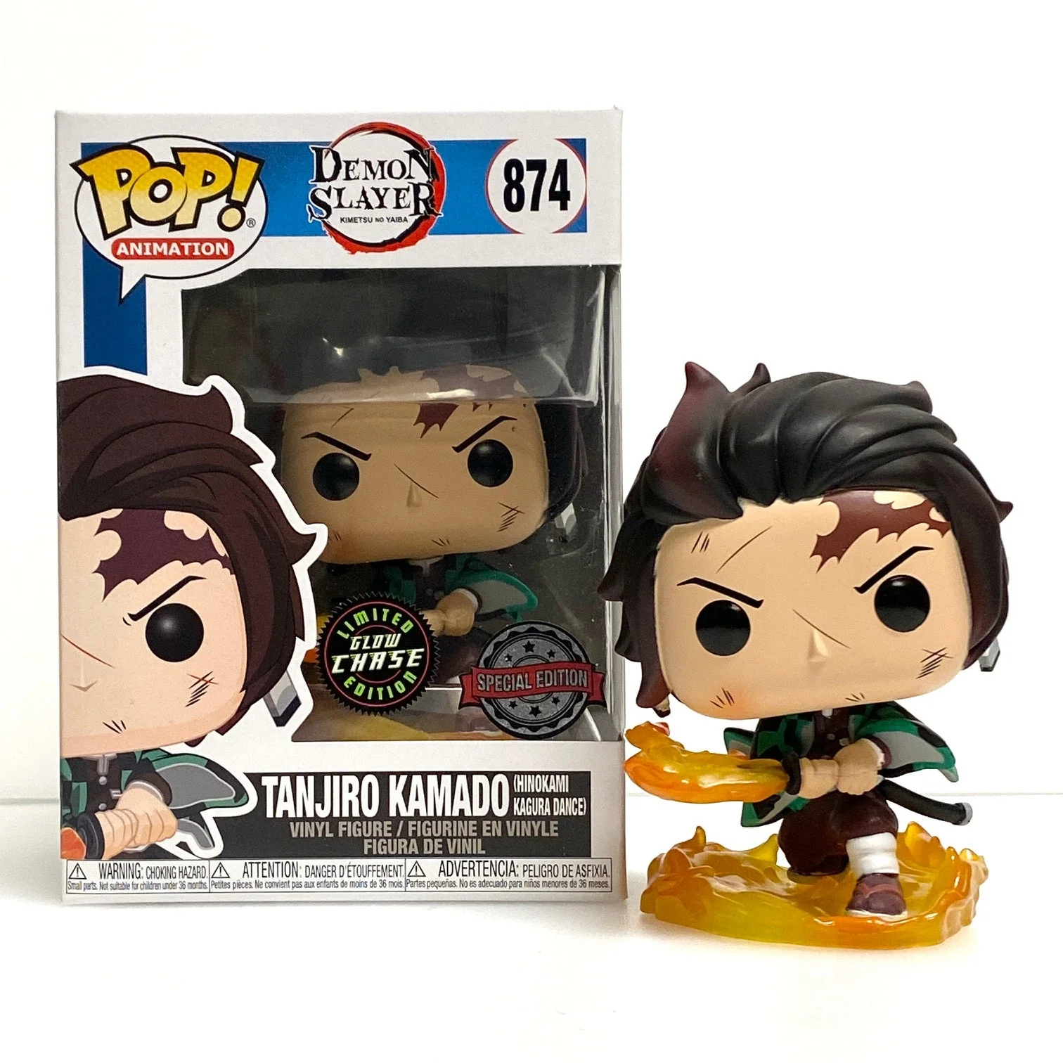 Demon Slayer - Tanjiro Kamado (Hinokami Kagura Dance) Pop! Vinyl Figure - Glow Chase Edition