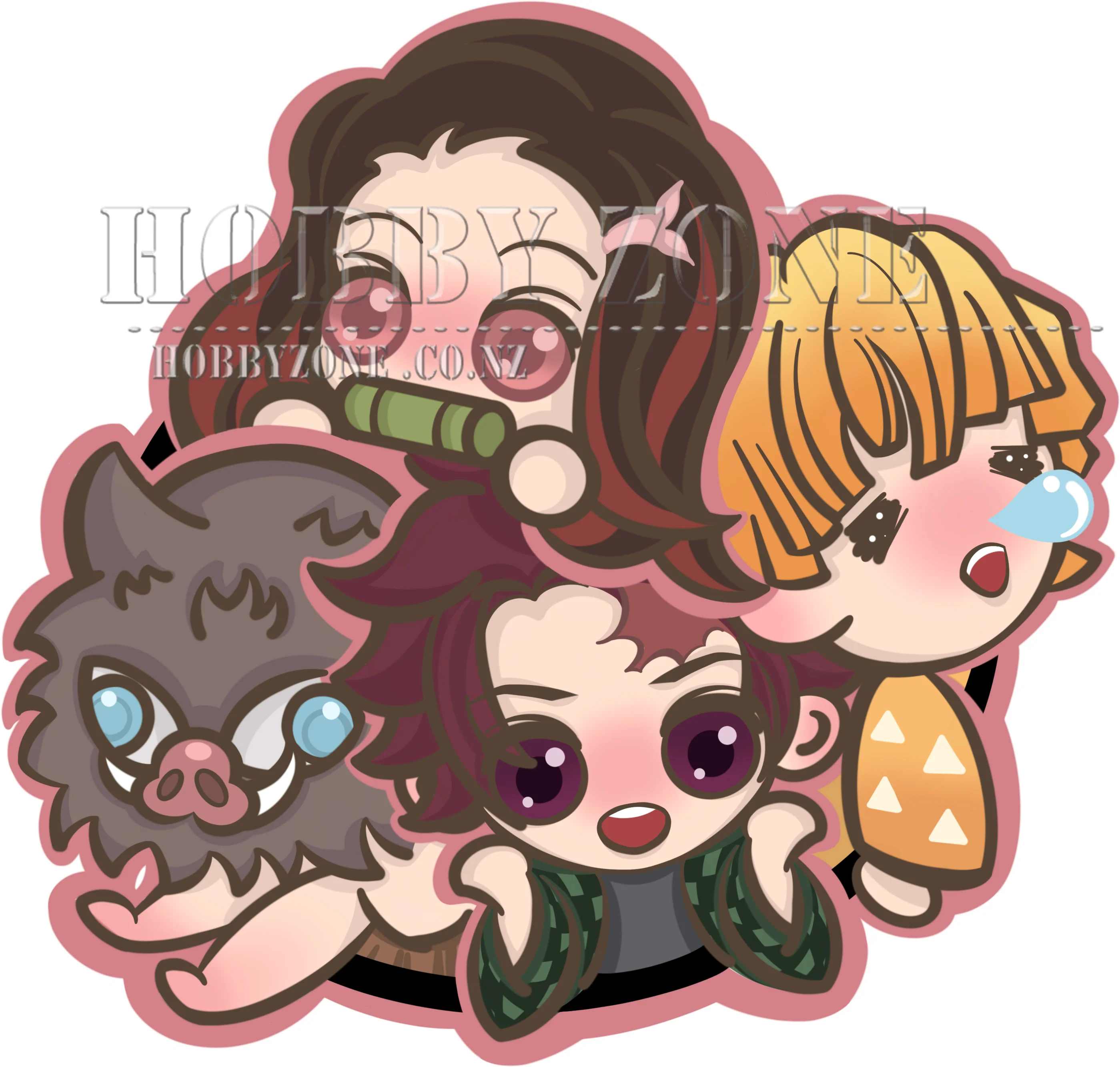 Demon Slayer Tanjiro, Nezuko, Inosuke and Zenitsu Vinyl Decal Sticker