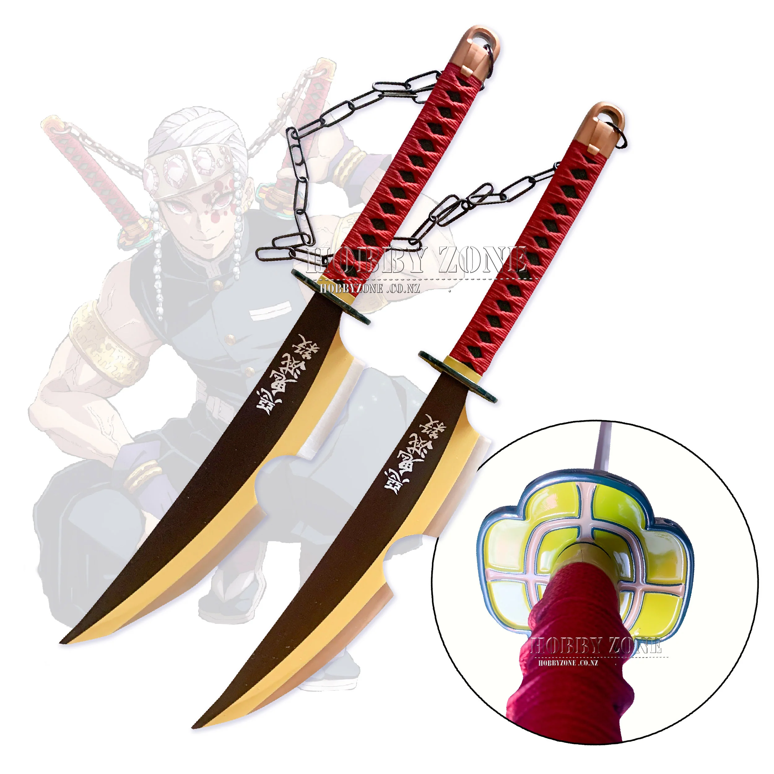 Demon Slayer – Tengen’s Dual Battle Cleavers with Chain - Sound Breathing Sword Set