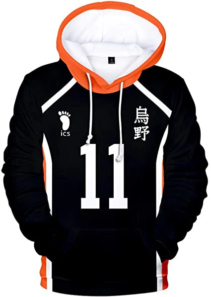 Haikyuu - No.11 Akaashi Cosplay Jersey - Fleece Hoodie - Image 3