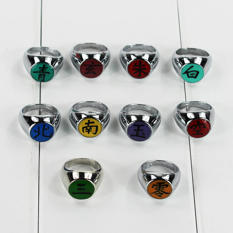 Naruto Akatsuki Members Cosplay Colourful Rings Set - Image 3
