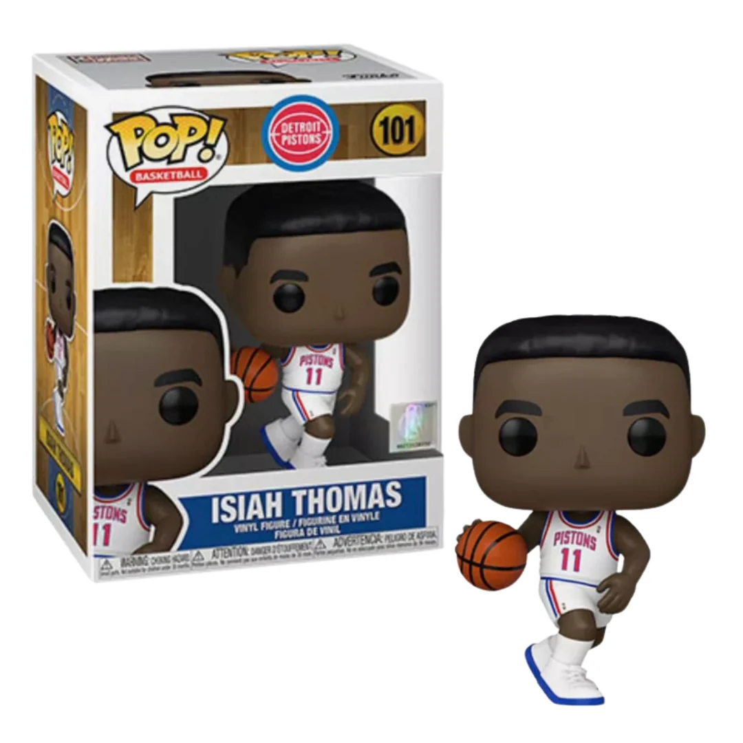 NBA - Isiah Thomas Dribbling in Detroit Pistons White Jersey Pop! Vinyl Figure