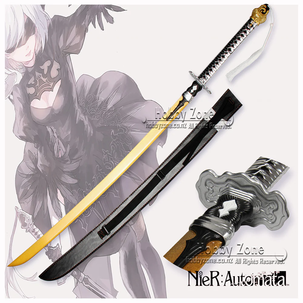 NieR: Automata – 9S’s Cruel Oath Golden Sword – Premium Katana with Silver Leather Sheath
