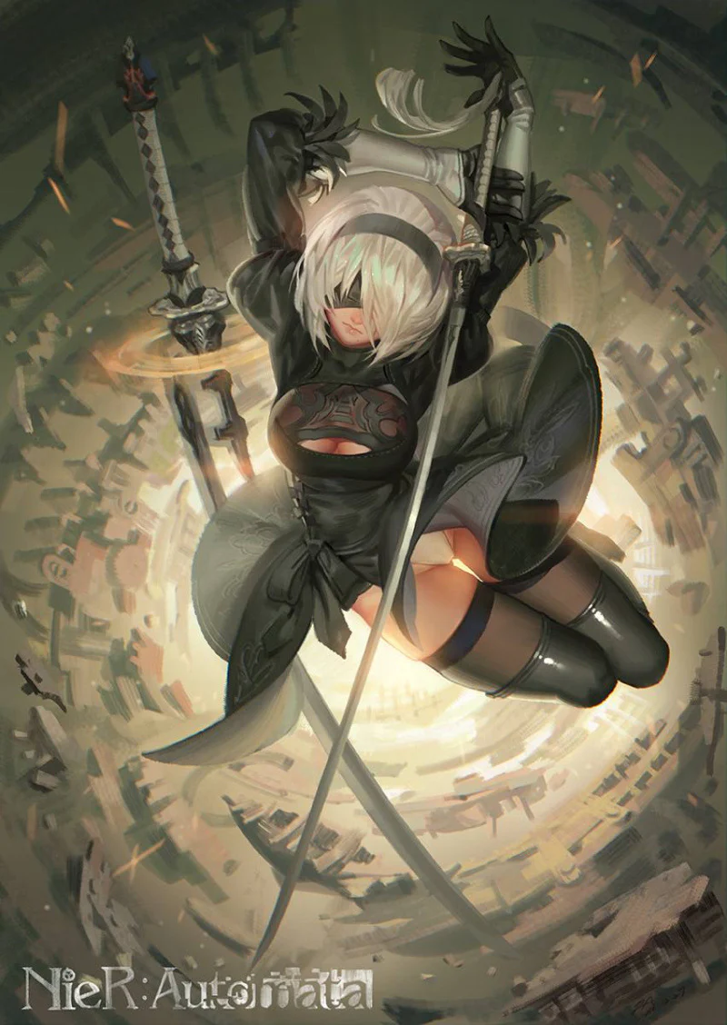 NieR: Automata – 9S’s Cruel Oath Golden Sword – Premium Katana with Silver Leather Sheath - Image 2