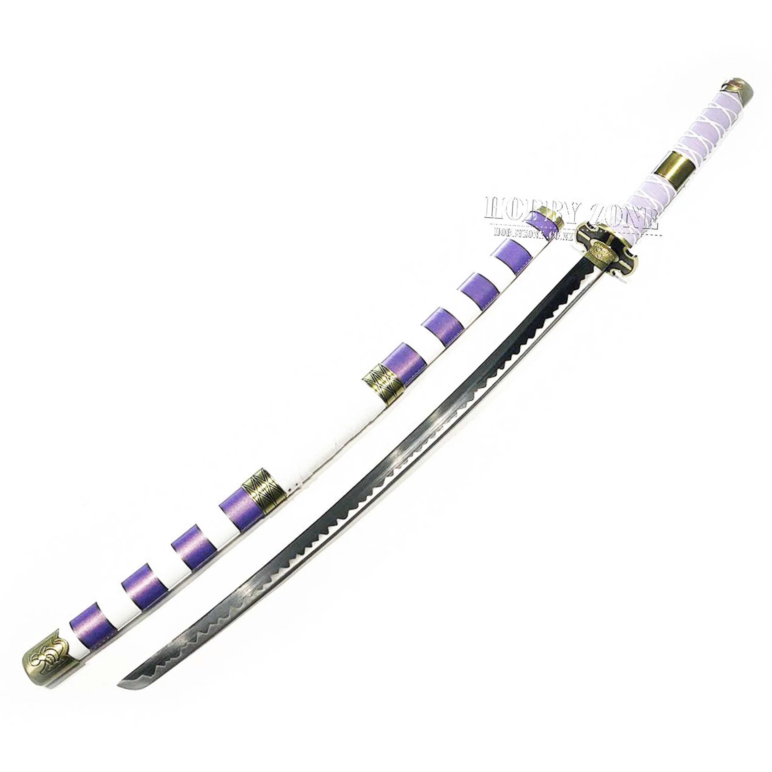 One Piece Luffy Nidai Kitetsu Sword - Purple & White Handle Katana - PU Wrapped Sheath
