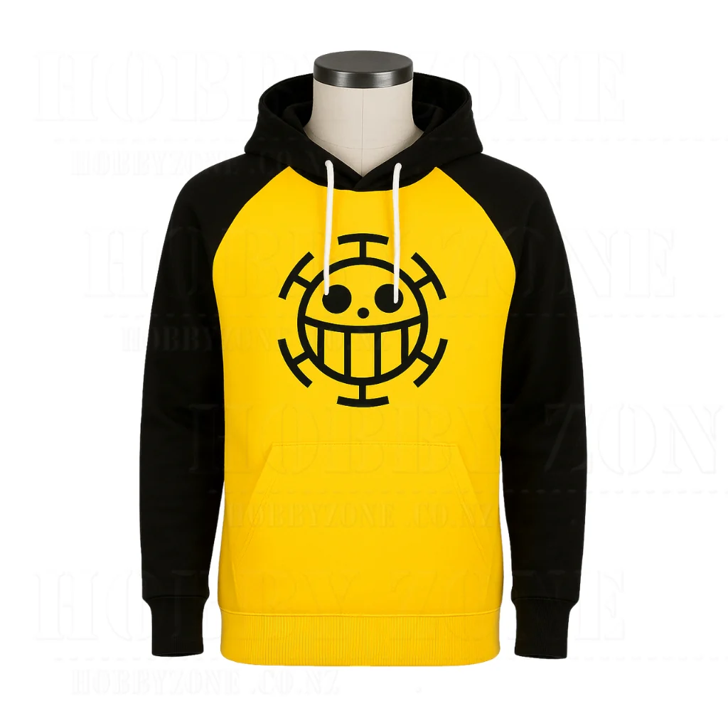 One Piece – Trafalgar Law Hoodie – Yellow Jolly Roger Cosplay Pullover - Image 3