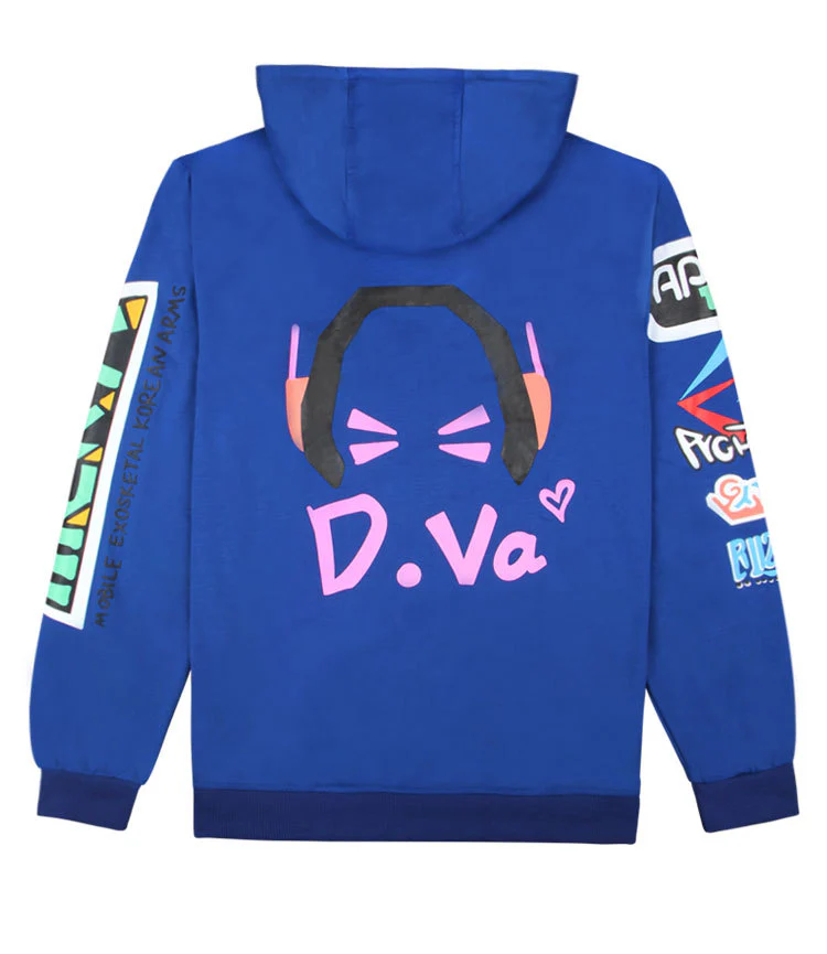 Overwatch - D.Va Blue Gamer Zip-Up Jacket - Cotton Hoodie - Image 3