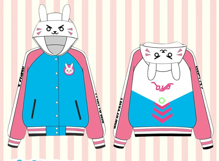 Overwatch D.VA Premium Pink Costume - Button-Up Hoodie - Image 4