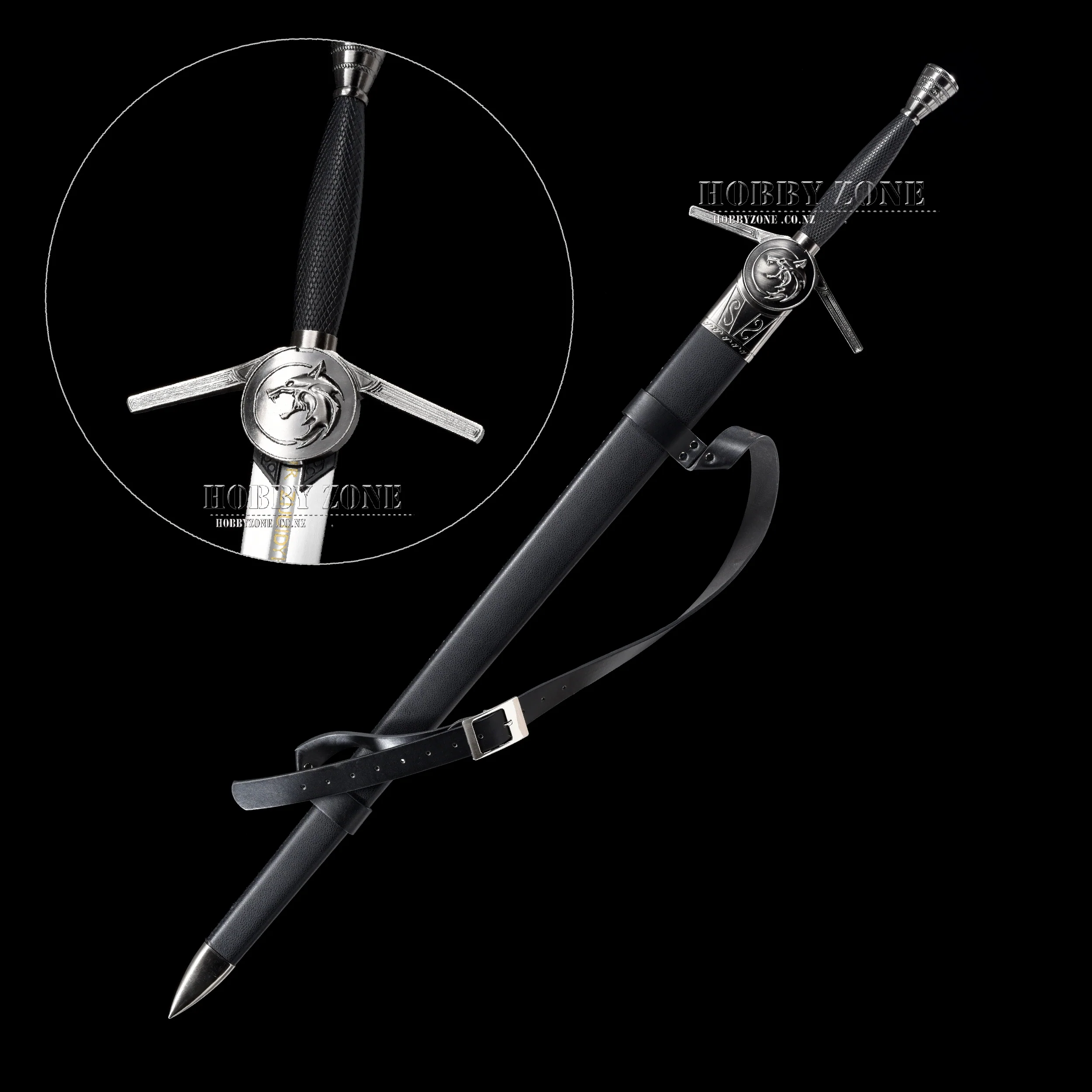 The Witcher – Geralt of Rivia’s Silver Sword – TV Series White Wolf Edition with Shoulder Strap Scabbard